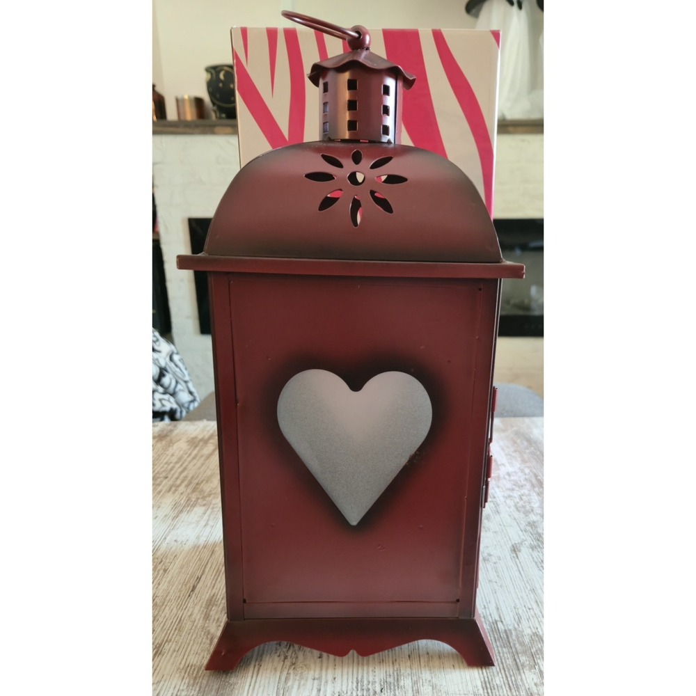 Pink Zebra Heart and Home Lantern Accent Shade 4008292 Red Metal Original Box